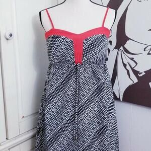 Maurices Dress Medium High Low Sweetheart Neck Sundress Black White Red